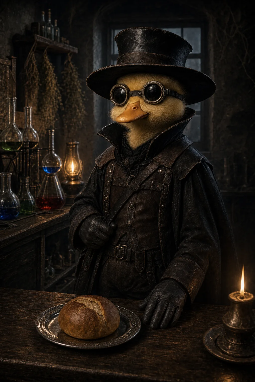 Case 09, the finale: Quack Doctor looking very pleased at his fee, one bread roll on a silver plate